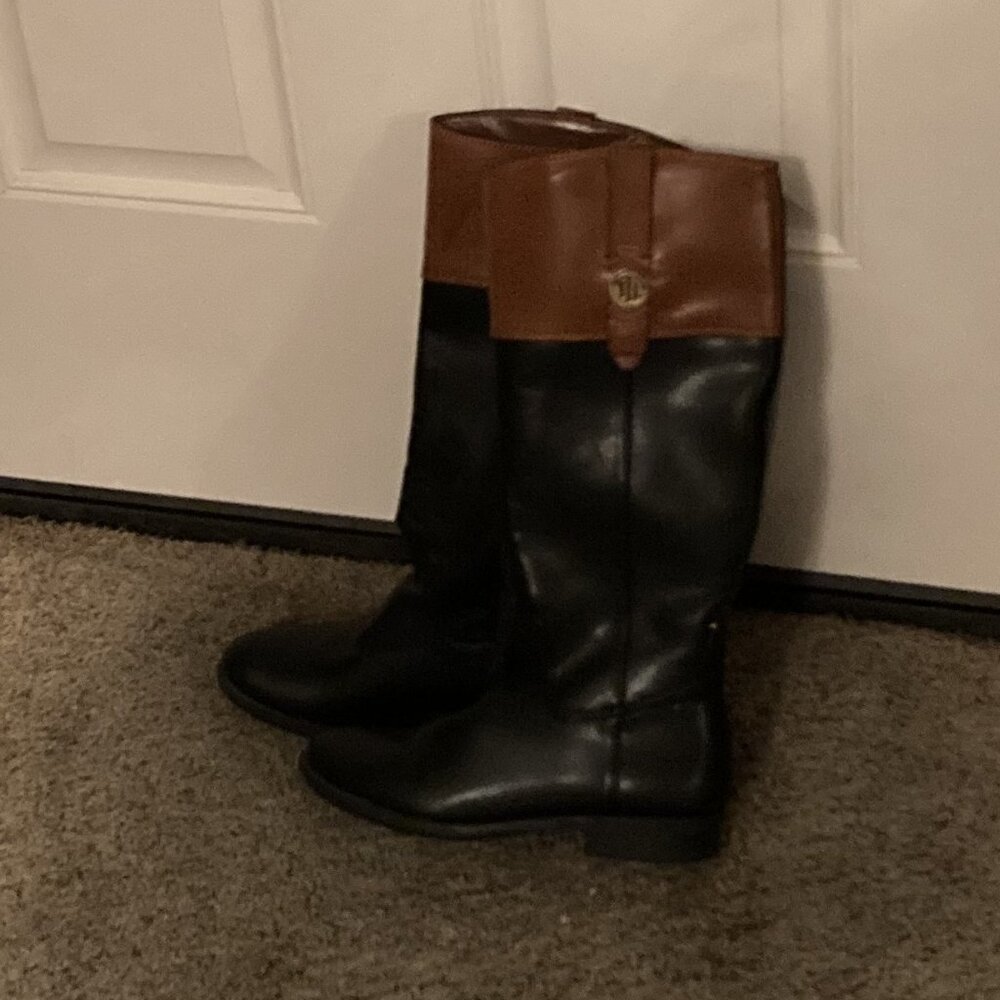 Tommy Hilfiger brown black knee high boots